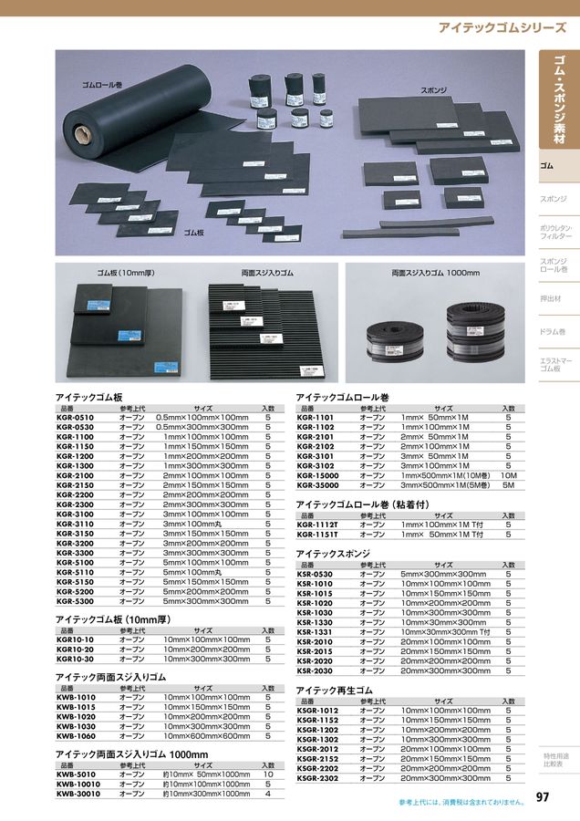 ゴムシートロール 1mm厚×500mm幅×10Ｍ巻き  GR1-500 光 - 1